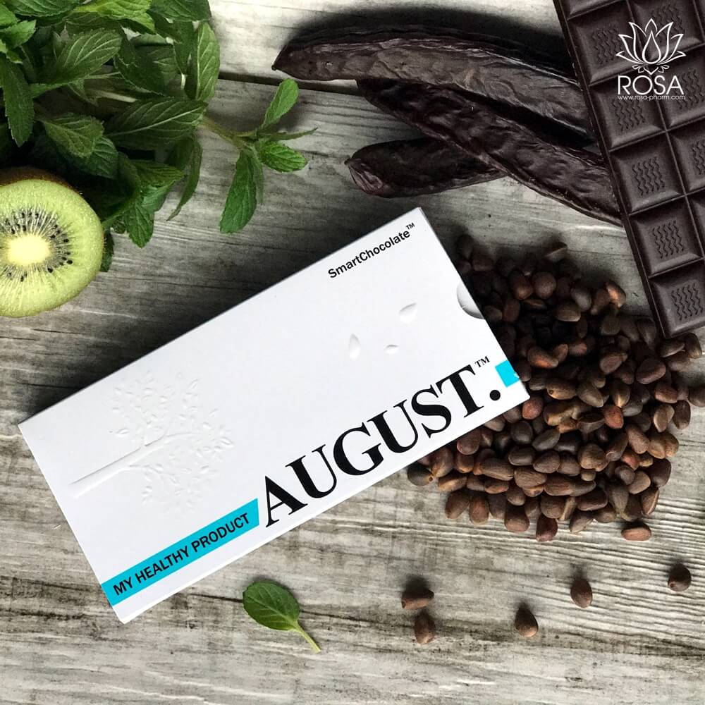 Шоколад без сахара с киви, мятой и кедровым орехом