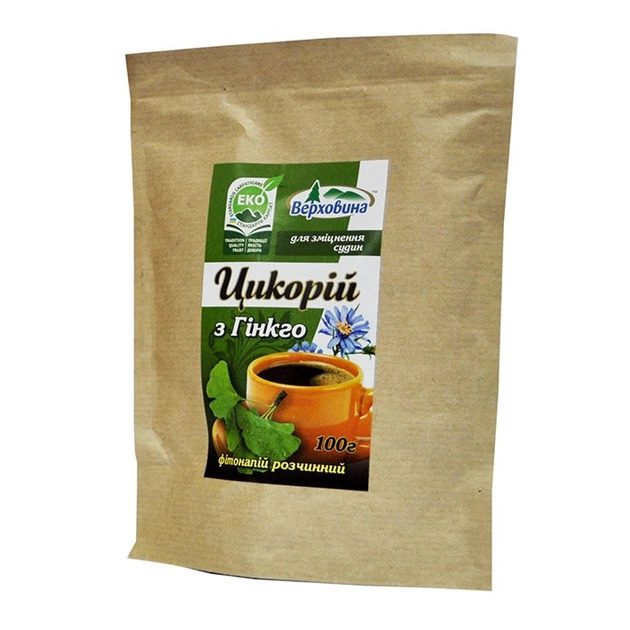 Натуральный цикорий с Гинкго Билоба Верховинка 100 грамм купить