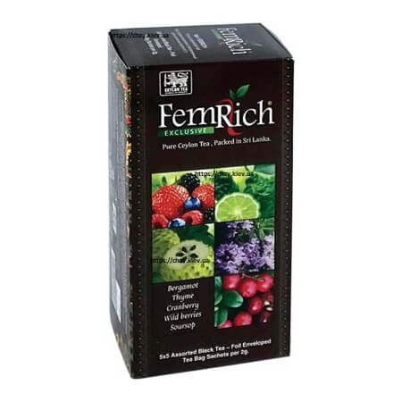 Ассорти вкусов ароматизированного цейлонского чая FemRich купить в Бутике
