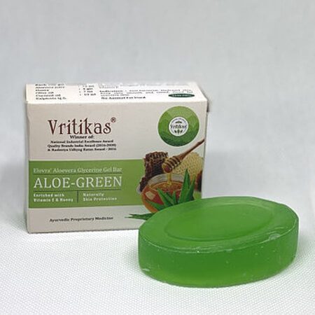 Мыло натуральное Алое Вера (Aloe Green Soap Vritikas) купить в Бутике аюрведы