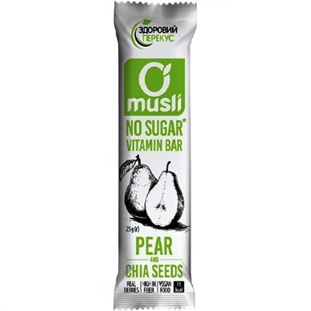 Батончик-мюслі Груша-насіння Чіа Здоровий перекус 25 грам