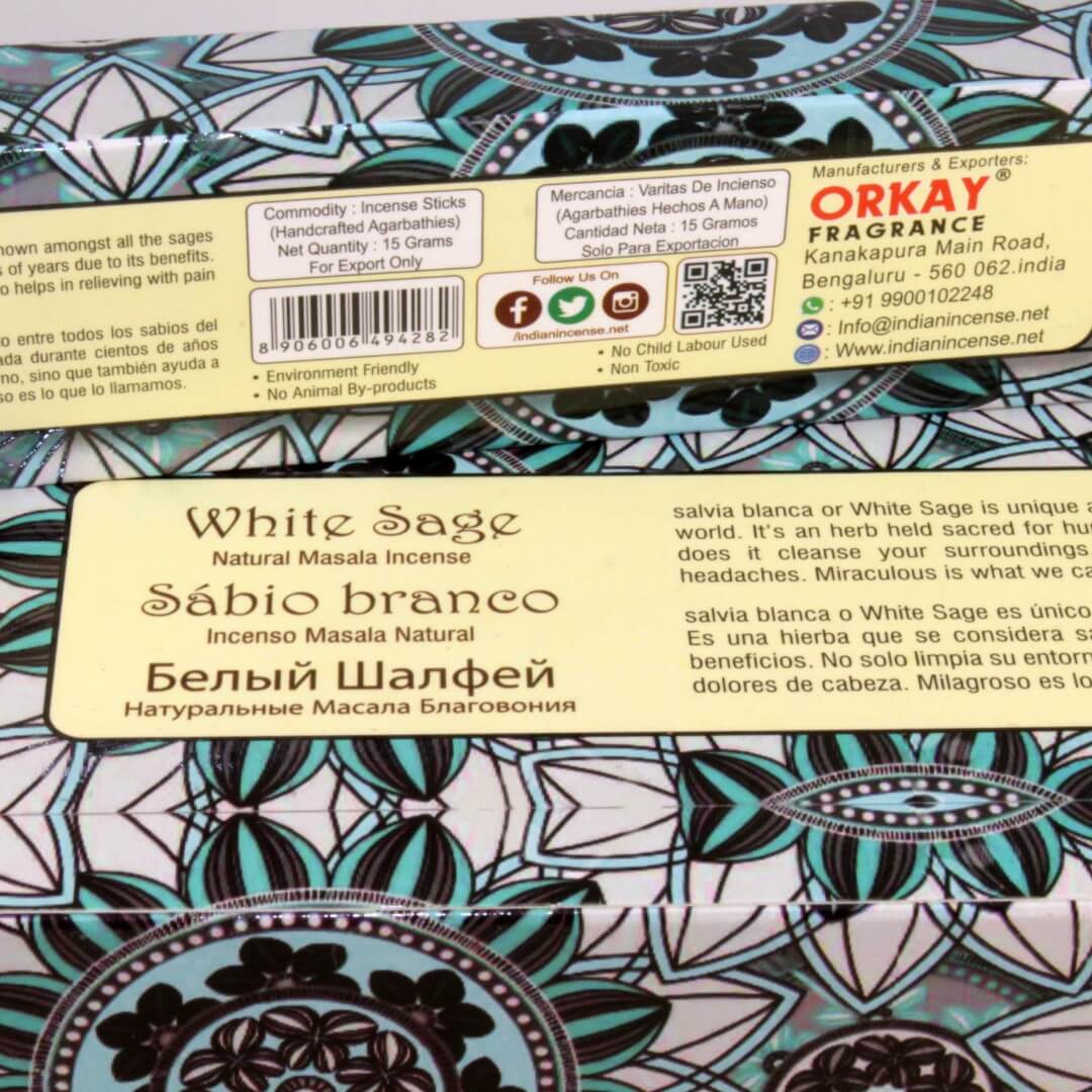 Благовония Белый Шалфей (White Sage, ORKAY) купить в Бутике аюрведы