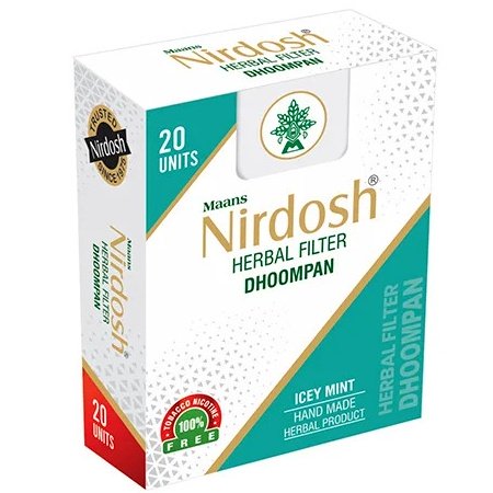 Трав'яні сигарети без нікотину Нірдош М'ята (Nirdosh Icey Mint, Maans) 20 шт