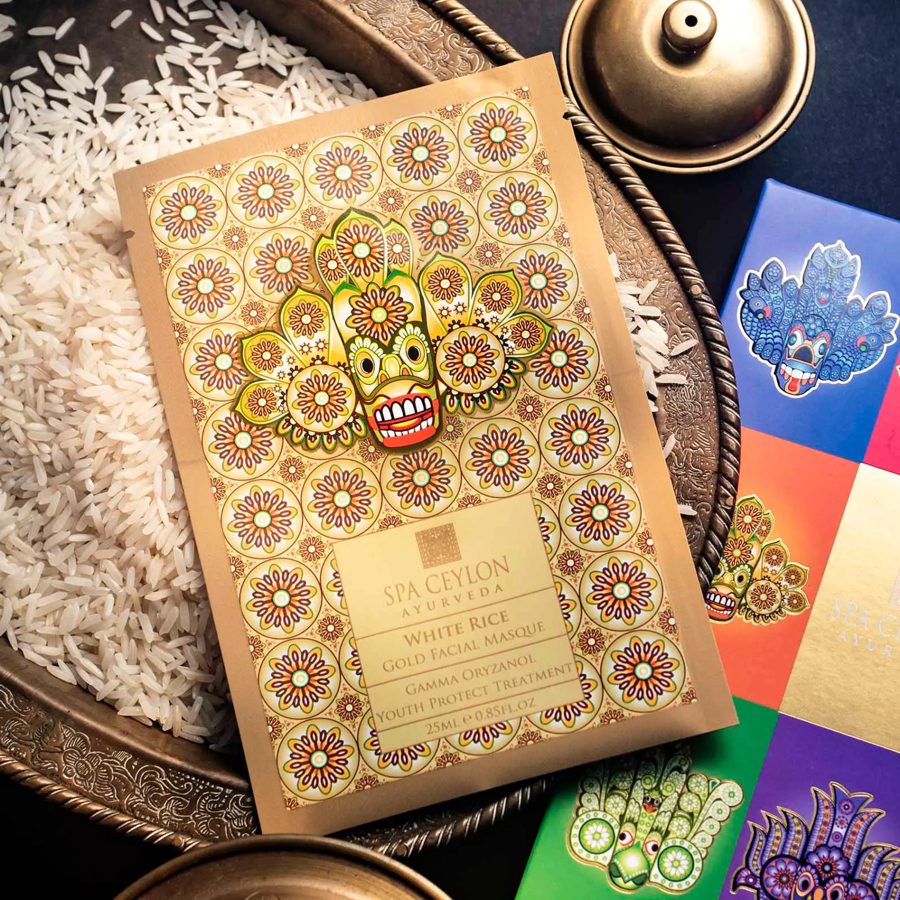 Золота маска для обличчя з гамма-оризанолом БІЛИЙ РИС 25 грам