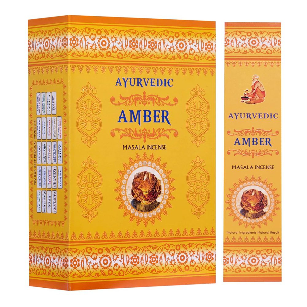 Благовония Амбра (Amber, Ayurvedic) 15 аромапалочек