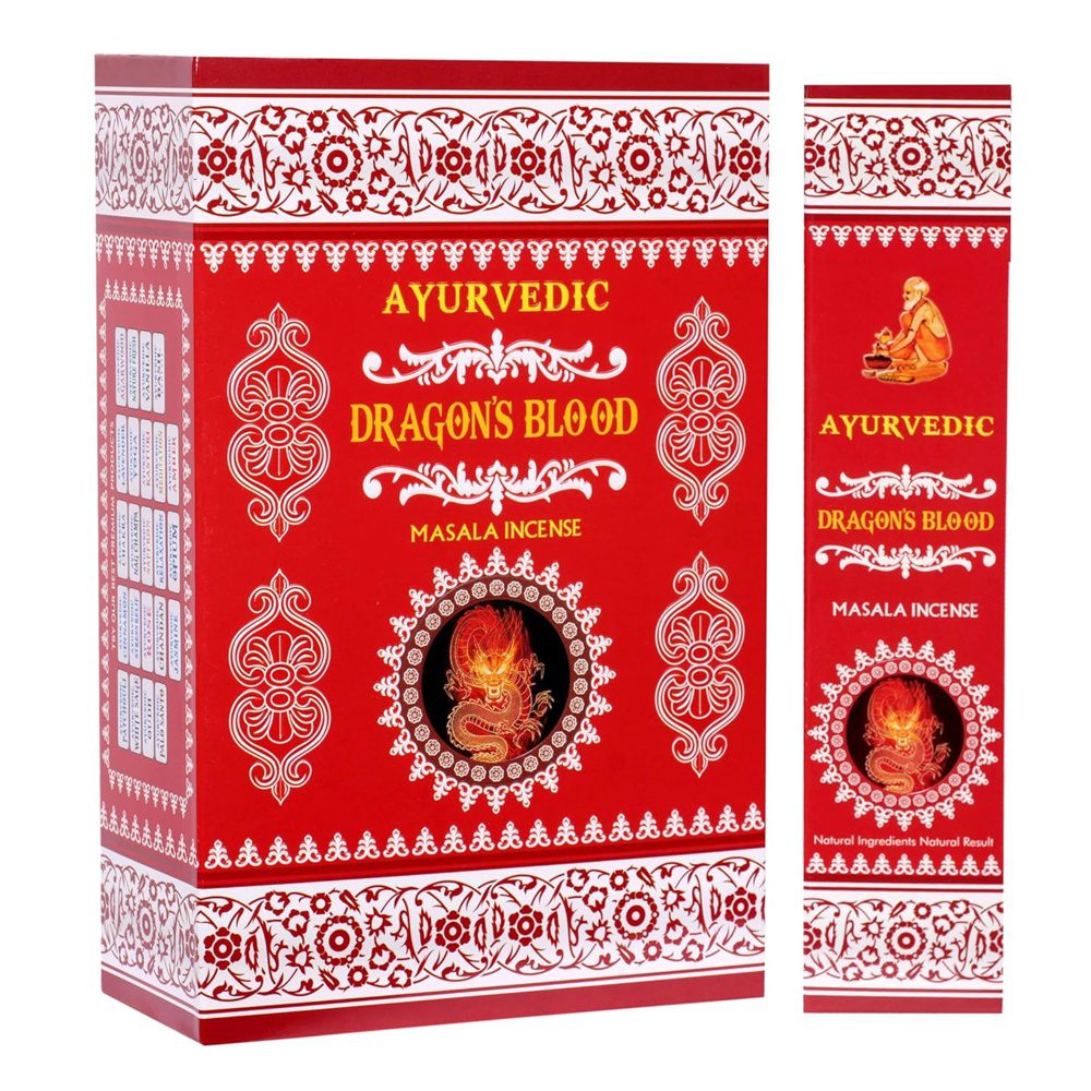 Благовония Драгонс Блад (Dragons Blood, Ayurvedic) 15 аромапалочек