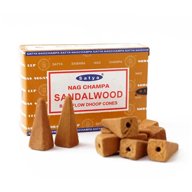 Пахощі в конусах (Sandalwood Backflow Dhoop Cones, Satya) 10 шт