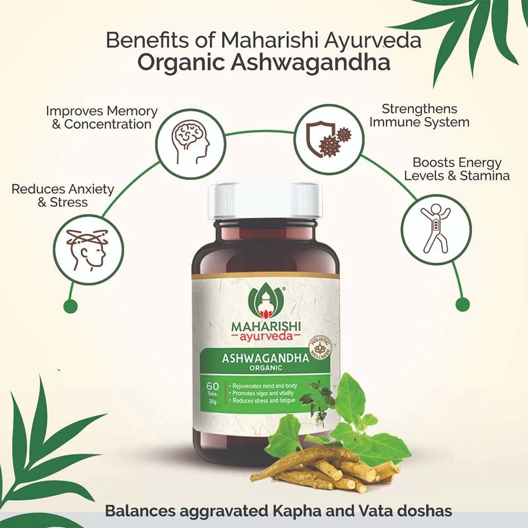 Ашвагандха Органік (Ashwagandha Organic, Maharishi Ayurveda) 60 пігулок - Зображення 4
