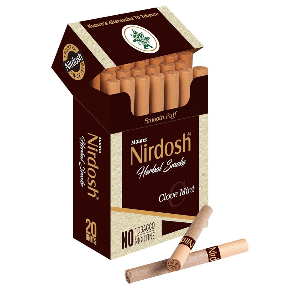 Травяные сигареты без никотина Нирдош Гвоздика и Мята (Nirdosh Clove & Mint) 20 шт 1
