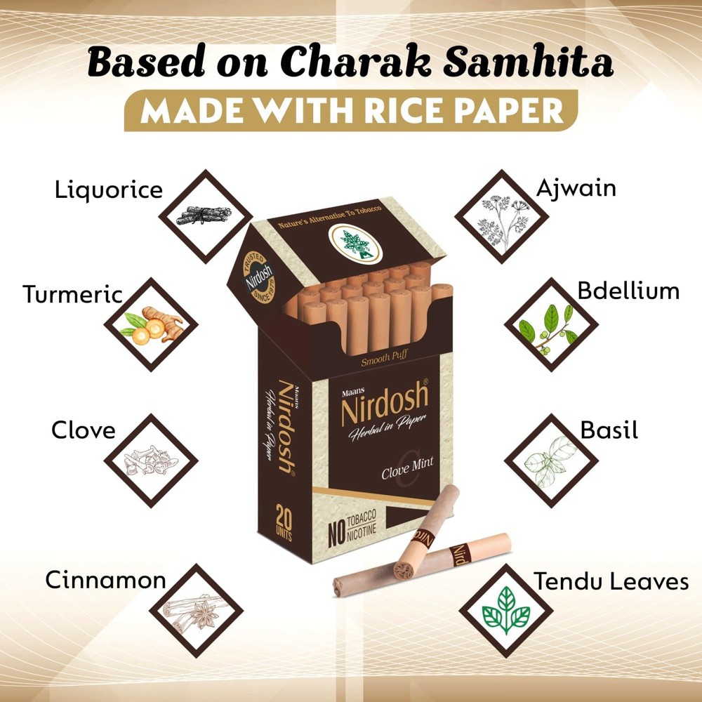 Травяные сигареты без никотина Нирдош Гвоздика и Мята (Nirdosh Clove & Mint) 20 шт 4