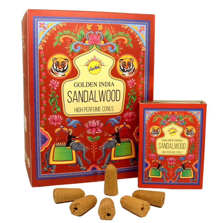 Благовония Конус-фонтан Сандал (Sandalwood, Sree Vani) 10 штук