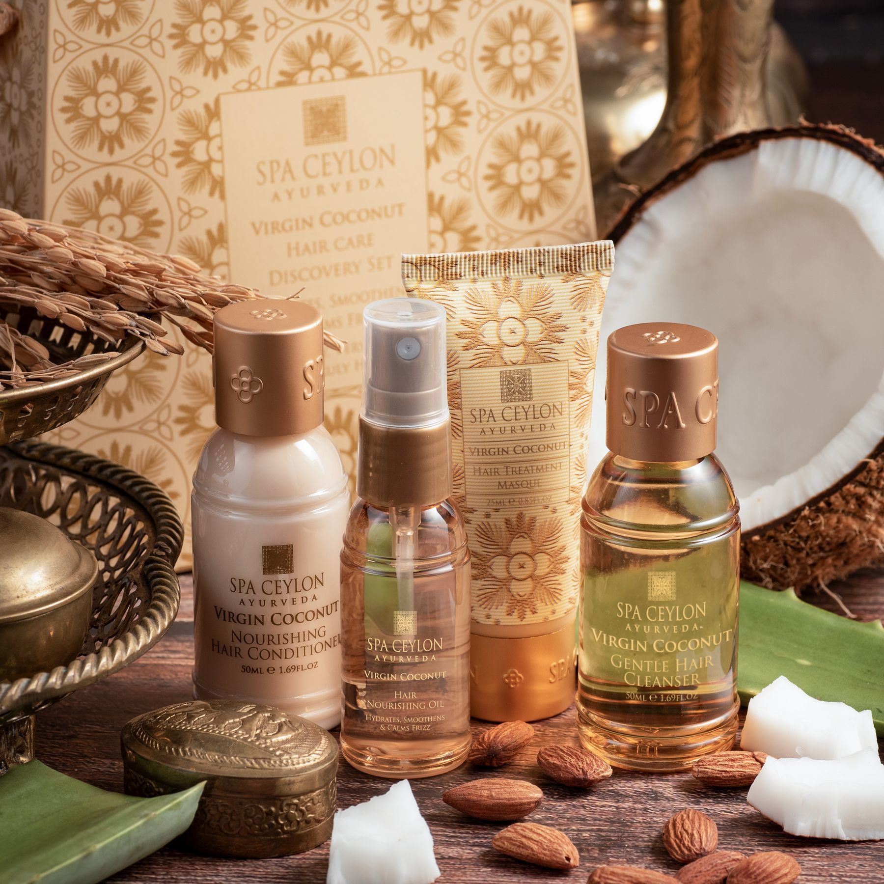 Набор для увлажнения и блеска волос Королевский кокос Spa Ceylon 4 предмета*