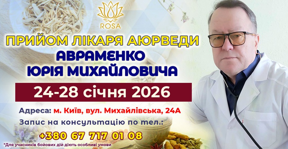 Консультация врача аюрведы Авраменко Ю. М. с 24 по 28 января 2026 года
